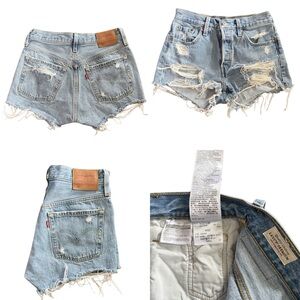 Levi's Women's Light Blue Ripped Jean Shorts